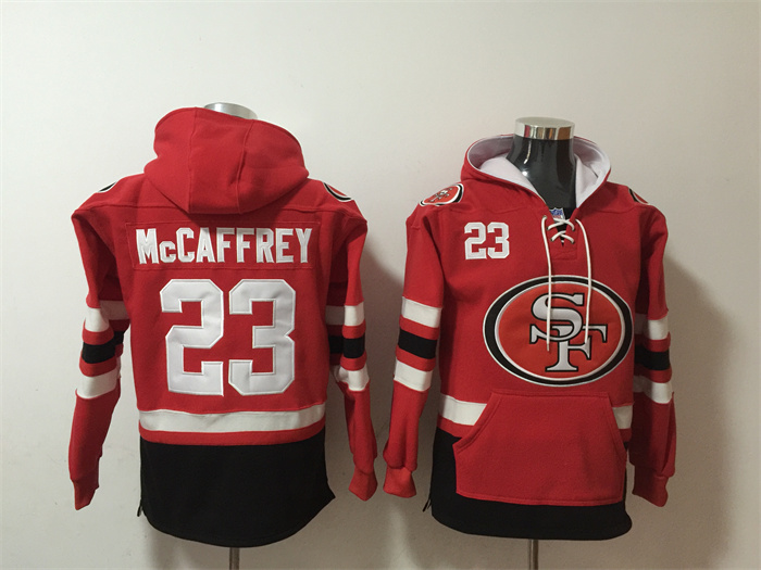 Men's San Francisco 49ers #23 Christian McCaffrey Red/Black Ageless Must-Have Lace-Up Pullover Hoodie